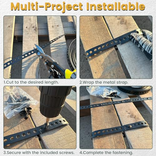 AxiSculpt Black Metal Strap with Holes 3/4 Inch×33-Feet Perforated Galvanized Hanger Strap 0.6mm Thickness Securing Strap with Truss Head Screws for Ductwork and Building Applications - Image 5