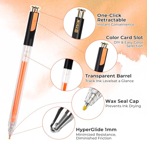 ZSCM Retractable Glitter Neon Pens, 7 Colors Large Capacity UV Reactive Sparkle Gel Ink Pens for Adult Coloring, 1.0 mm Fine Point Smooth Writing Color Pen for UV Art Note Taking Aesthetic Art Supplies - Image 2