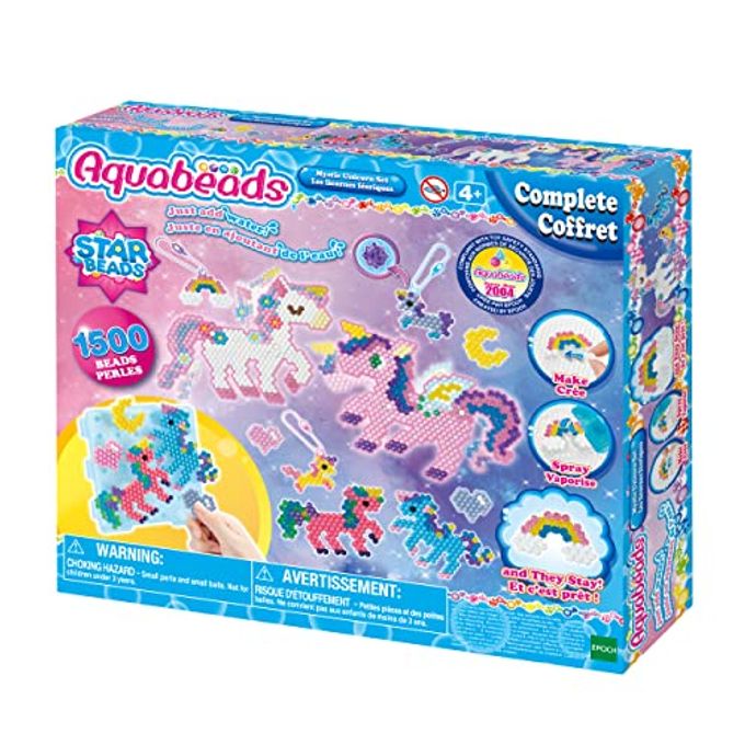 Aquabeads Mystic Unicorn Set, Complete Arts & Crafts Bead Kit for Children Over 1,500 Beads, Three Keychains and Display Stand - Image 1
