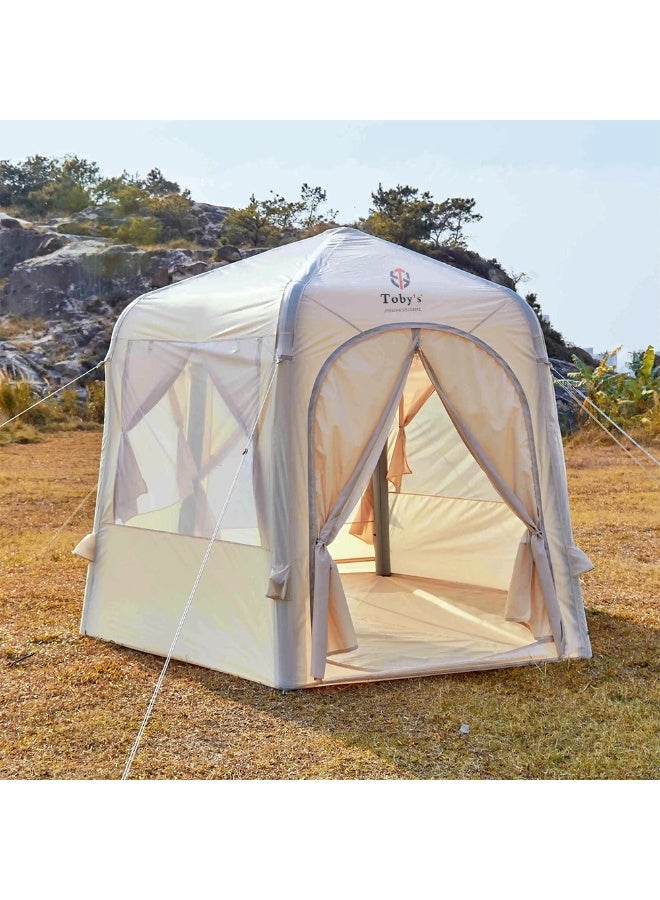 توبيز خيمة توبي القابلة للنفخ 03 خيمة تخييم مع مضخة، خيام تخييم فاخرة تتسع من 4 إلى 6 أشخاص، سهلة التركيب، خيمة أكسفورد خارجية مقاومة للماء والرياح ومناسبة لـ 4 فصول - Image 2
