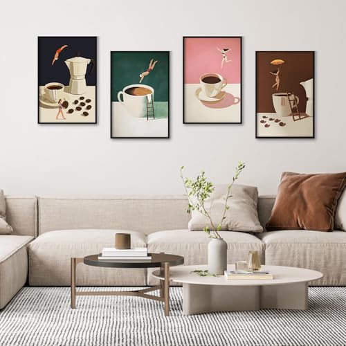 Camocin 4 Pack Framed Paint by Numbers Kit for Adults with Wooden Easel, Coffee Paint by Numbers with Frame for Beginner, Coffee Adult Paints by Number Kits on Canvas Framed 8 x 12 Inch - Image 2