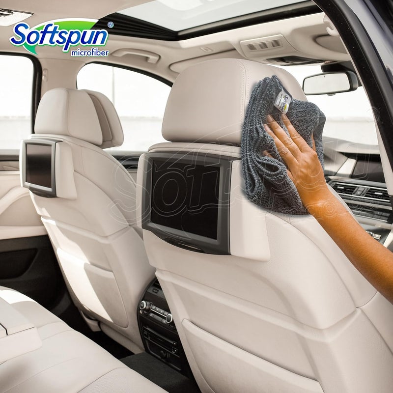 SOFTSPUN Microfiber High Loop Cleaning Cloths, 40x40 cms, 4 pcs, Towel Set, 380 GSM, (Grey). Automotive Towel, Thick Lint & Streak-Free Multipurpose Cloths.… - Image 5