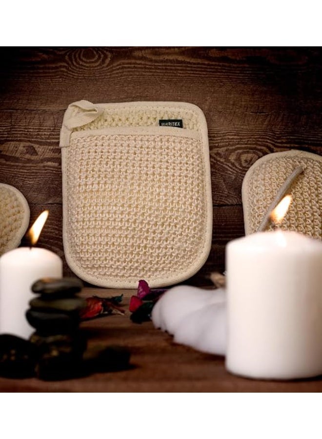 ليفة استحمام طبيعية من السيزال - قفاز مزدوج الوجه لتقشير لطيف وتنشيط البشرة - ناعم على الوجه الآخر للتدليك والاسترخاء - Image 3