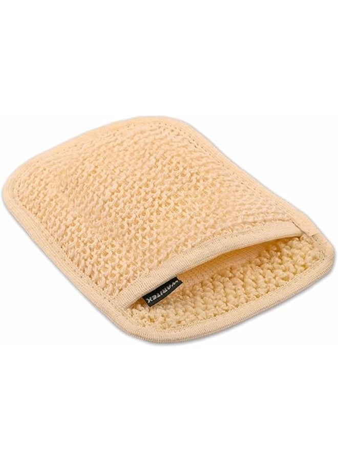 ليفة استحمام طبيعية من السيزال - قفاز مزدوج الوجه لتقشير لطيف وتنشيط البشرة - ناعم على الوجه الآخر للتدليك والاسترخاء - Image 2