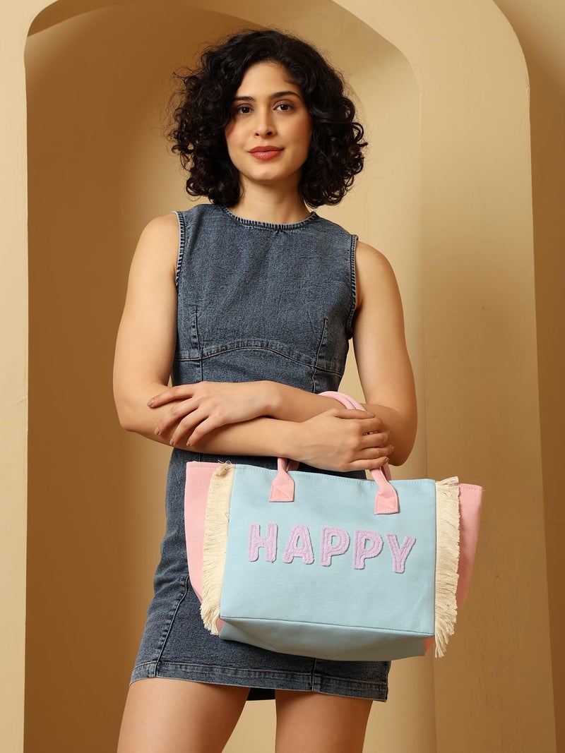 ENSAC Women Canvas Tote Bag | Large Capacity Beach & Shopping Shoulder Bag with Inner Pocket | Lightweight, Washable & Reusable Handbag for Work, Travel & Daily Use - Image 4