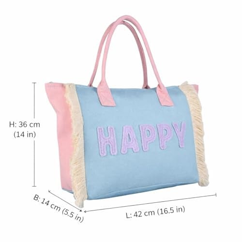 ENSAC Women Canvas Tote Bag | Large Capacity Beach & Shopping Shoulder Bag with Inner Pocket | Lightweight, Washable & Reusable Handbag for Work, Travel & Daily Use - Image 5