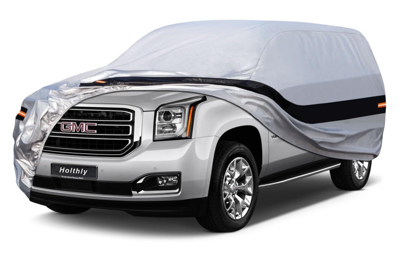 Holthly 10 Layers SUV Car Cover Custom Fit for GMC Yukon 20062024 Waterproof All Weather for Automobiles Outdoor Full Cover Rain Sun UV ProtectionSilver