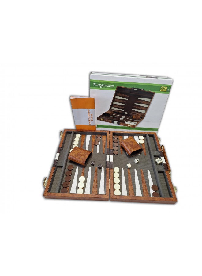 CHH 14.75" Recreational Board Game Vinyl Backgammon Set - Brown & White - Image 2