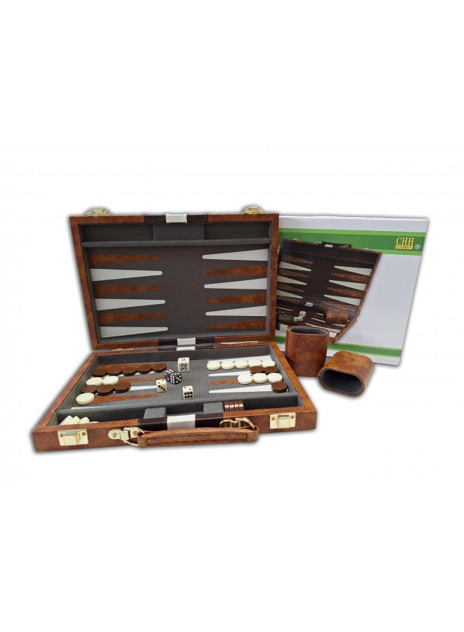 CHH 14.75" Recreational Board Game Vinyl Backgammon Set - Brown & White - Image 3