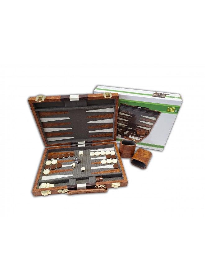 CHH 14.75" Recreational Board Game Vinyl Backgammon Set - Brown & White - Image 4