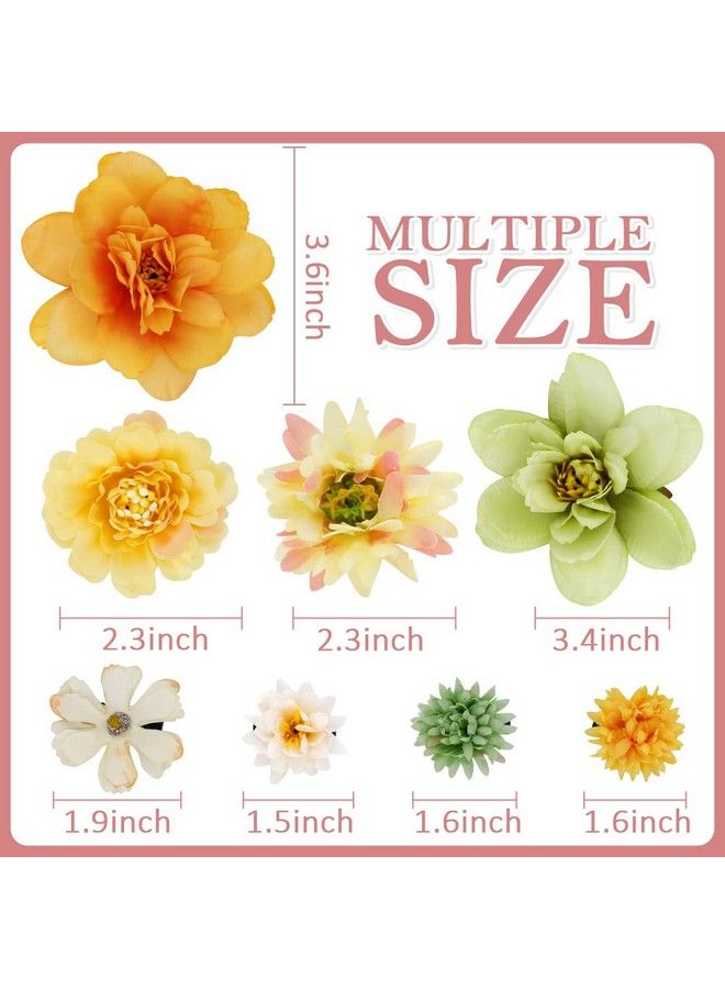 Ahoney 20 Pieces Bohemian Flowers Hair Clips For Women Girls Hawaiian Artificial Flower Hair Barrettes Chiffon Flower Hair Pins Hair Accessories For Beach Party Bridal Wedding Hairstyles Decor (Green Style) - Image 5