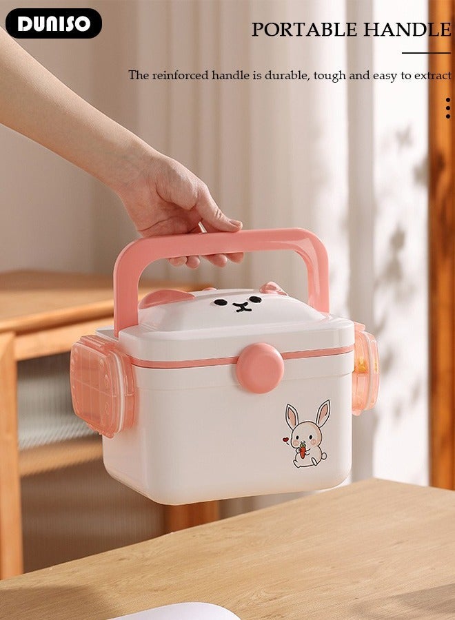 DUNISO 2 Layers Large Medicine Storage Box, Family small safety emergency medical storage box kit travel,Layered Daily Medicine Cabinet,First Aid Storage Box Container Bin with Compartments and Portable Handle for Family - Image 4