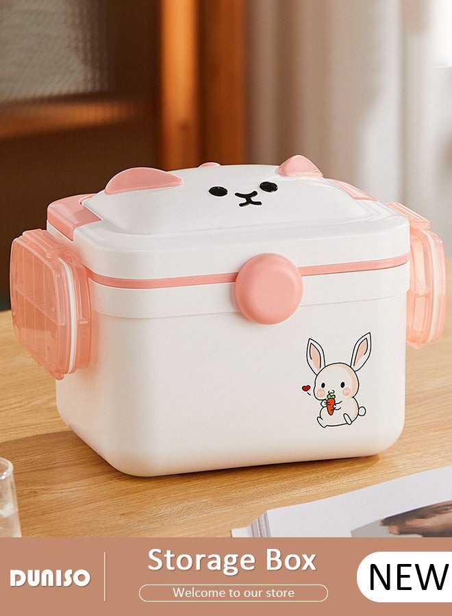 DUNISO 2 Layers Large Medicine Storage Box, Family small safety emergency medical storage box kit travel,Layered Daily Medicine Cabinet,First Aid Storage Box Container Bin with Compartments and Portable Handle for Family - Image 1