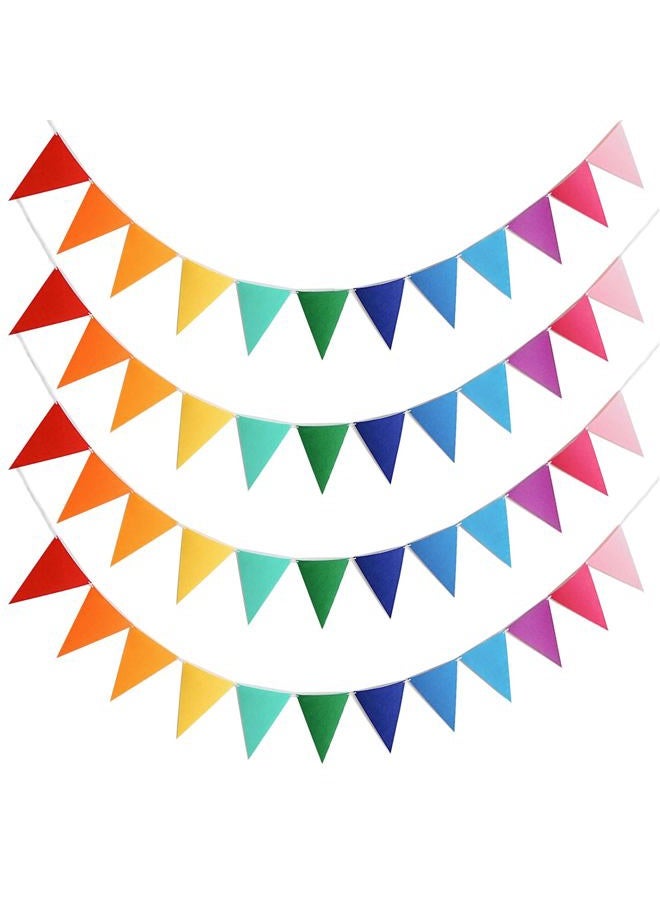 Eoopoon 4Pack 48PCS Colorful Pennant Banner Flags with 8.2ft Ribbon, Rainbow Felt Bunting Triangle Flags Party Decor for Birthday, Baby Shower, Nursery, Playroom, Wedding, Garden, Photo Backdrop - Image 1