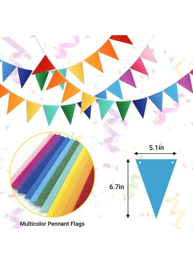 Eoopoon 4Pack 48PCS Colorful Pennant Banner Flags with 8.2ft Ribbon, Rainbow Felt Bunting Triangle Flags Party Decor for Birthday, Baby Shower, Nursery, Playroom, Wedding, Garden, Photo Backdrop - Image 5