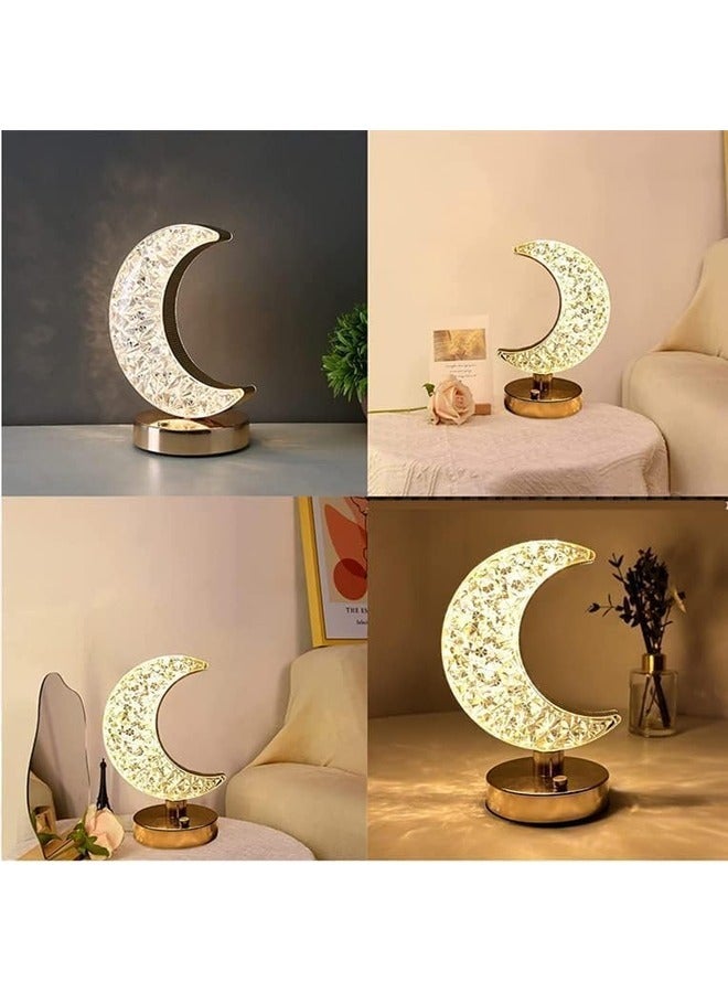 ELTRAZONE Creative Moon LED Table Lamp – Crystal Night Light with Adjustable Dimming, USB Charging, and 3 Color Choices - Image 2