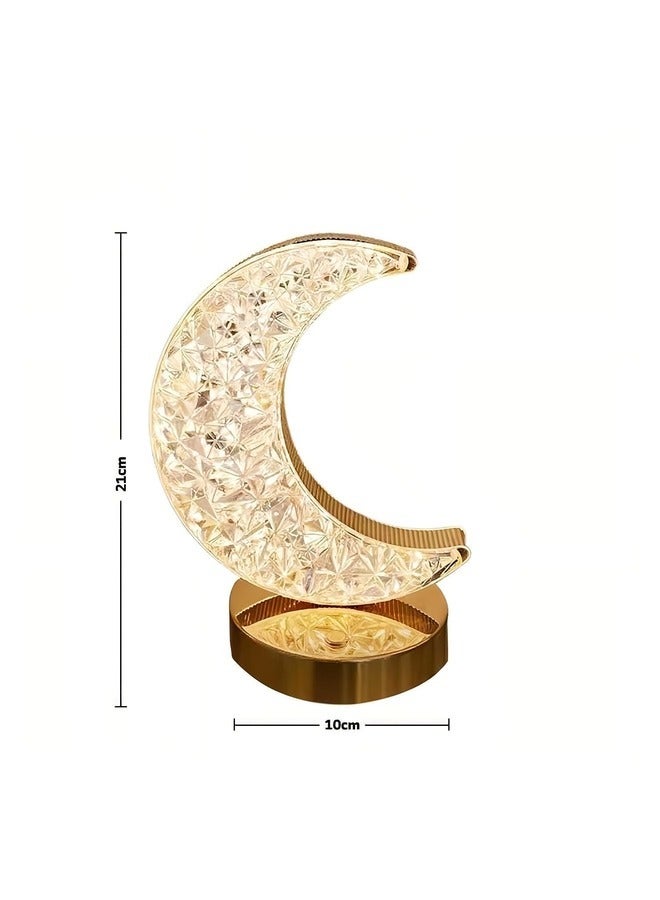 ELTRAZONE Creative Moon LED Table Lamp – Crystal Night Light with Adjustable Dimming, USB Charging, and 3 Color Choices - Image 3