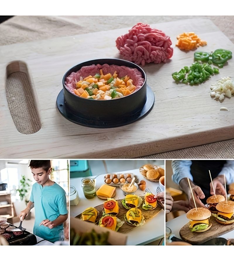 Black 3-In-1 Nonstick Hamburger Meat Patty Press Mold - Image 5