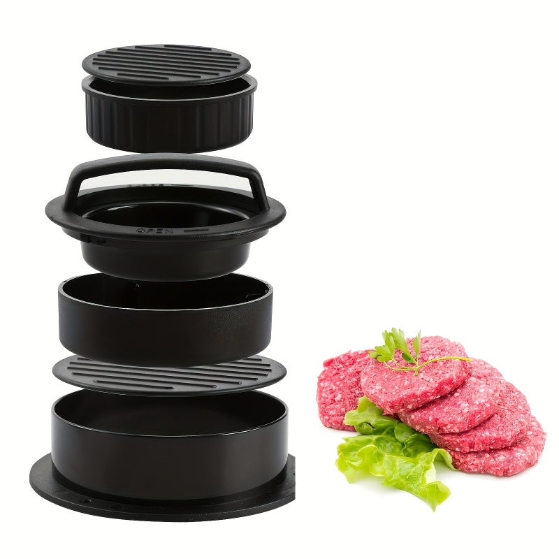 Black 3-In-1 Nonstick Hamburger Meat Patty Press Mold - Image 2