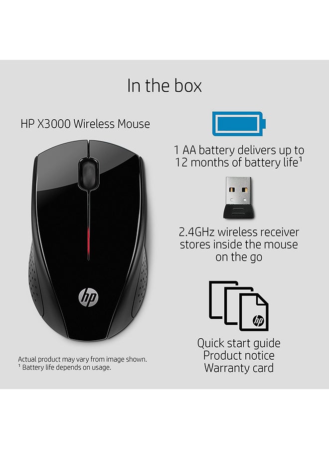 HP ماوس لاسلكي X3000 أسود - Image 4