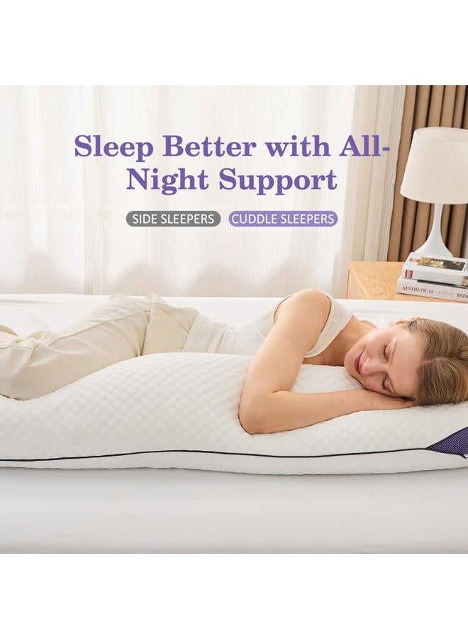 HOMELAB Adjustable Shredded Memory Foam Body Pillow Bundle with Mulberry Silk Pillowcase, Cooling Long Pillow Full Support for Side Sleepers, Back, Hip & Leg Comfort, 1 Pack 20"x52" - Image 5