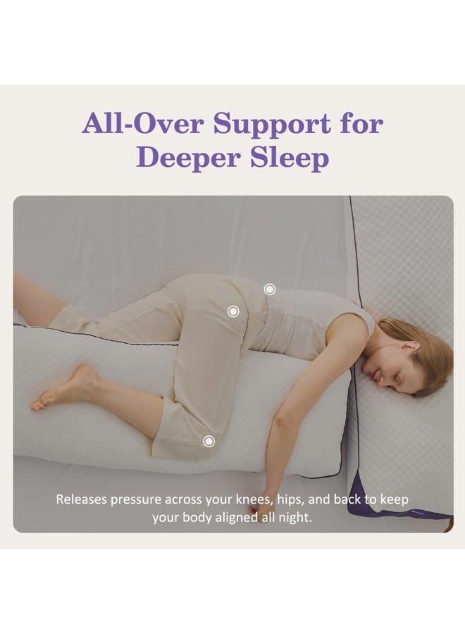 HOMELAB Adjustable Shredded Memory Foam Body Pillow Bundle with Mulberry Silk Pillowcase, Cooling Long Pillow Full Support for Side Sleepers, Back, Hip & Leg Comfort, 1 Pack 20"x52" - Image 4
