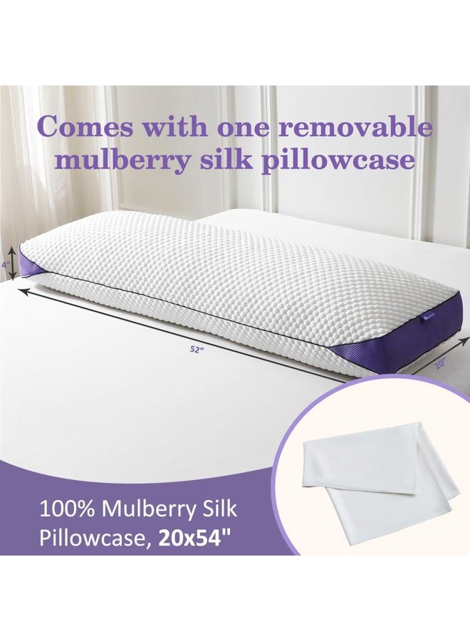 HOMELAB Adjustable Shredded Memory Foam Body Pillow Bundle with Mulberry Silk Pillowcase, Cooling Long Pillow Full Support for Side Sleepers, Back, Hip & Leg Comfort, 1 Pack 20"x52" - Image 3
