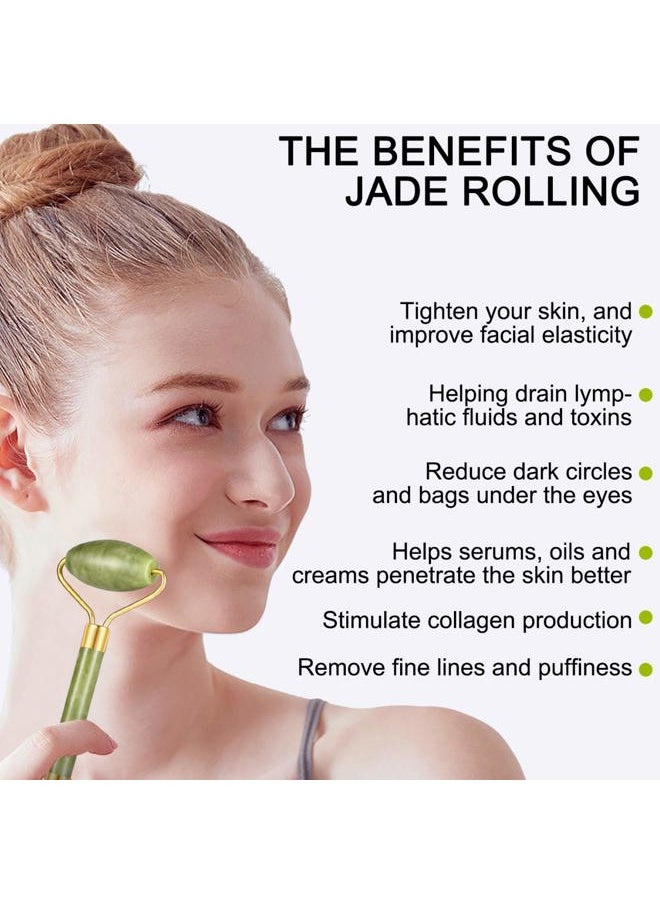 Charmonic 4-pcs Jade Roller & Gua Sha Set, Facial Roller Massager with Gua Sha Scraping Tool, Jade Stone Massager for Anti-aging, Slimming & Firming, Rejuvenate Face and Neck, Remove Wrinkles & Eye Puffiness  - Image 2
