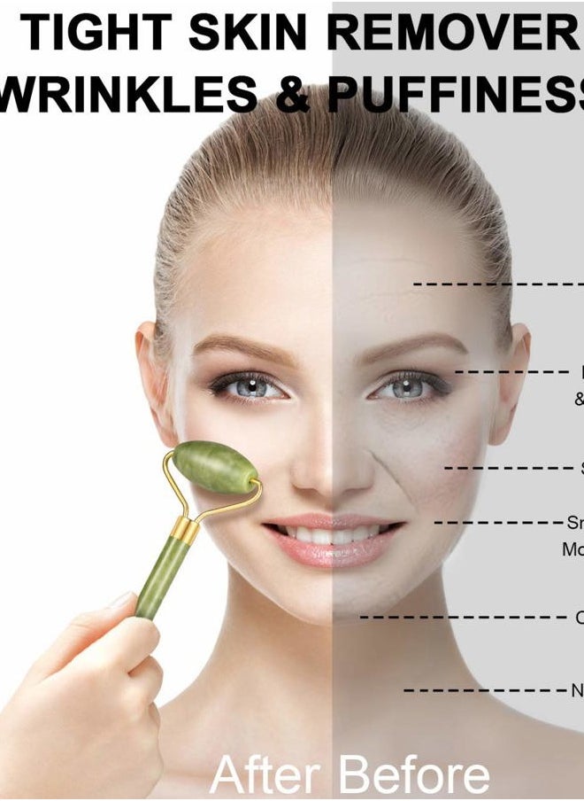 Charmonic 4-pcs Jade Roller & Gua Sha Set, Facial Roller Massager with Gua Sha Scraping Tool, Jade Stone Massager for Anti-aging, Slimming & Firming, Rejuvenate Face and Neck, Remove Wrinkles & Eye Puffiness  - Image 3