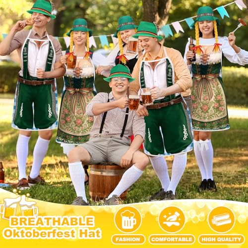 Croloose 6 Pcs Oktoberfest Costume Beer Festival Outfit Couples Apron Hat Socks Set German Bavarian Party Gifts(Green) - Image 5