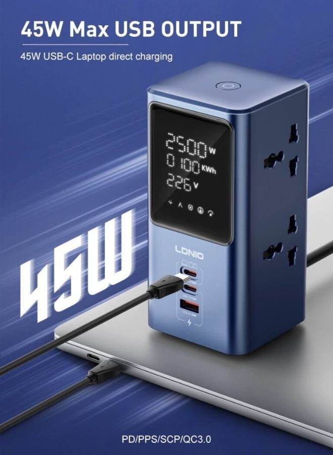 LDNIO محول طاقة عالمي 45 واط مع شريط طاقة LED مكتبي SC2 - Image 5