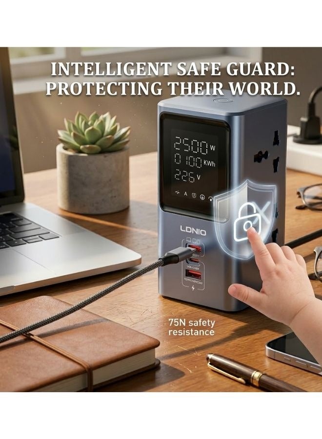 LDNIO محول طاقة عالمي 45 واط مع شريط طاقة LED مكتبي SC2 - Image 3