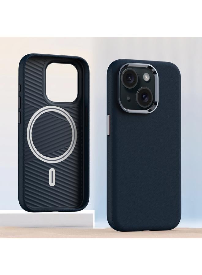 S-TOP Case For iPhone 14 Plus Metal Lens Frame Leather Magsafe Full Coverage Shockproof Phone Case - Image 1
