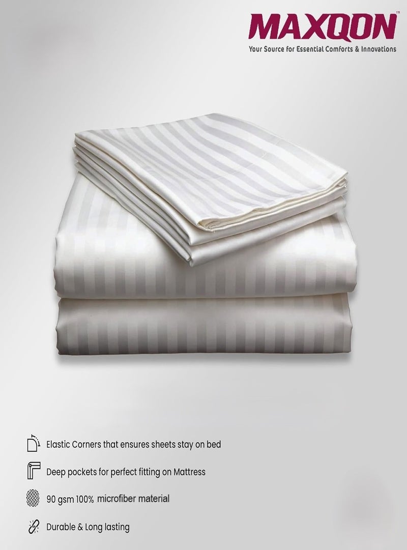 MAXQON Deep Fitted Bed Sheet with 2Pcs Pillow Covers, King (180x200+30CM), Color White - Image 4