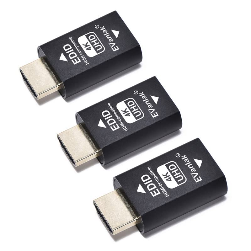 EVanlak Hdmi Edid Emulator Passthrough Eliminated Emulator Adapter 3rd Generrtion Work with Mac Thunderbolt to HDMI Switches/Extender/AV Receiver/Video Splitters 4k- 3840x2160@60Hz-3pack - Image 1
