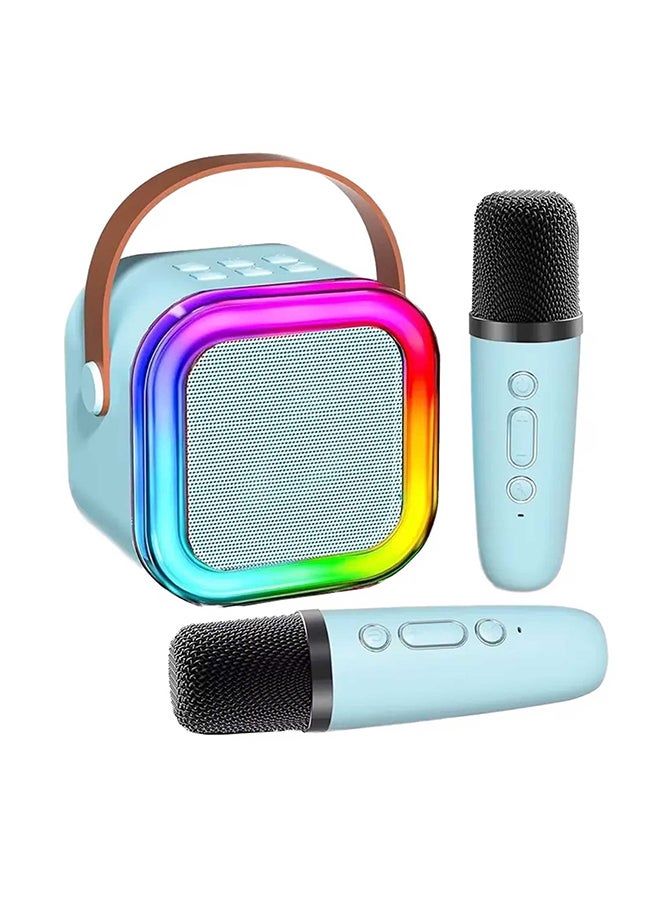 Toyland Mini Karaoke Speaker for Kids, Portable Bluetooth Speaker with 2 Wireless Microphones & LED Lights, Perfect Gift for Kids Boys & Girls -Blue  - Image 1