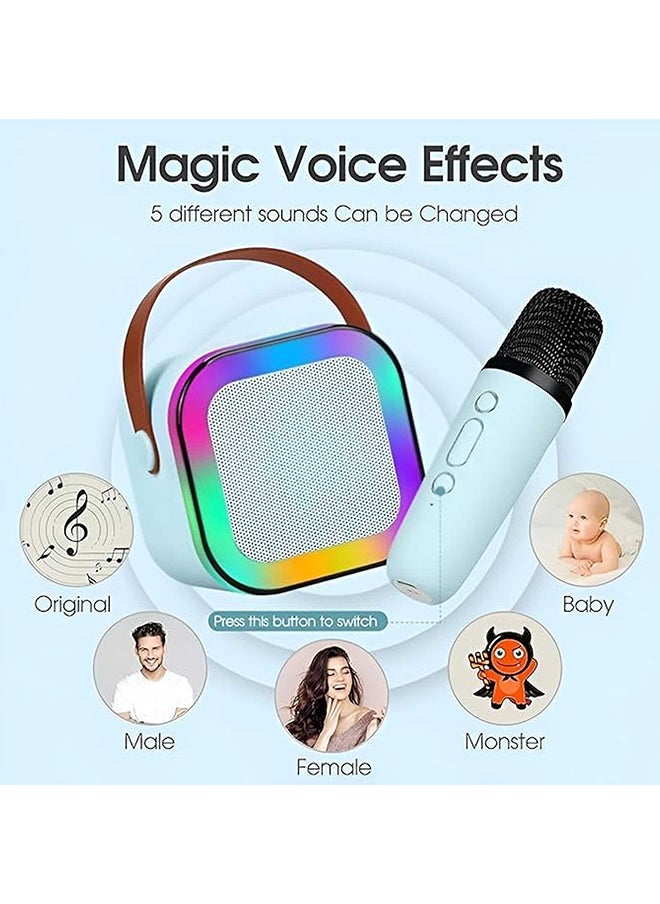 Toyland Mini Karaoke Speaker for Kids, Portable Bluetooth Speaker with 2 Wireless Microphones & LED Lights, Perfect Gift for Kids Boys & Girls -Blue  - Image 2