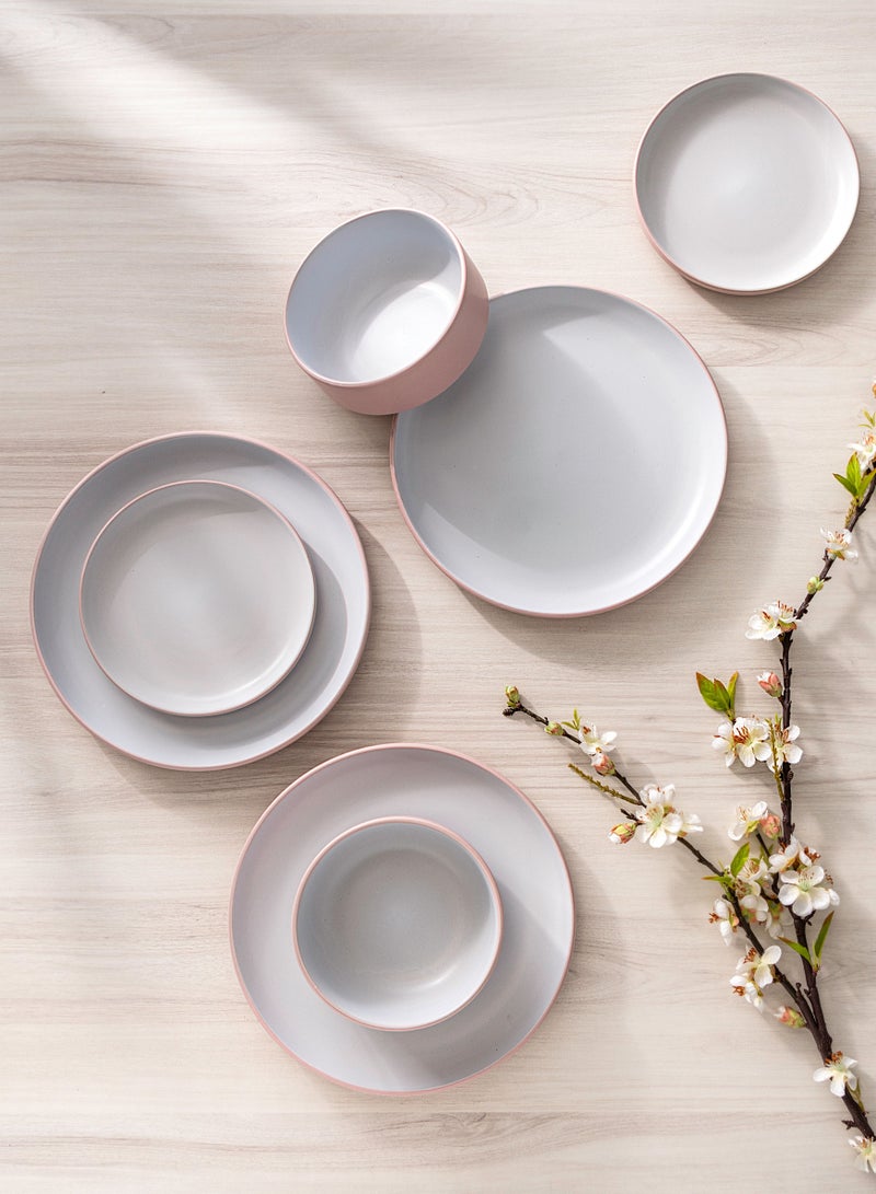 لا ميسا طقم تقديم طعام مكون من 18 قطعة يخدم 6 أشخاص زهري و أبيض - Image 1