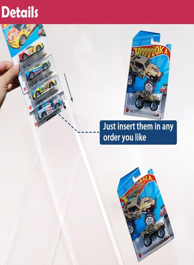 HAISENGO 10 Pack Display Case for Packaged Model Cars Holds up to 100 Cars, Compatible with Hot-Wheels Packaged Cars, Toy Car Storage Organizer Wall Mounted 1/64 Scale Model Car Display Shelf (10) - Image 2