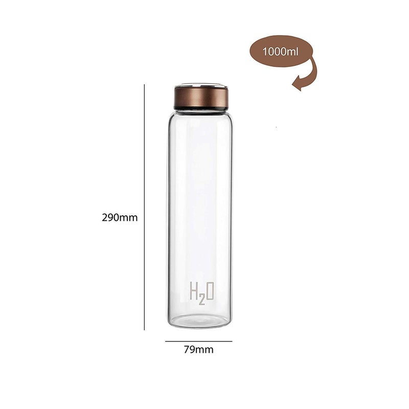 TAGROCK Toughen Borosilicate Glass Water Bottle 1 Litre Assorted Color Pack of 2 - Image 2