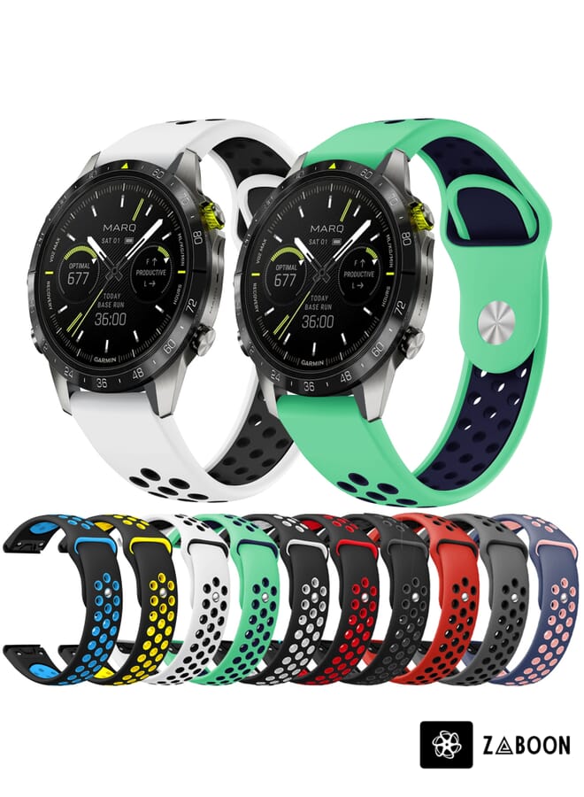 Zaboon Garmin MARQ Athlete Gen 2 22mm Sports Breathable Silicone Watch Band - Image 3