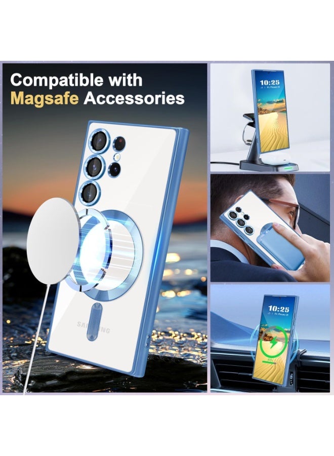 YoYoTech Samsung Galaxy S25 Ultra Magnetic Case, Luxury Plating Design Case with Camera Lens Protection Clear Back Sides Soft TPU Bumper for Samsung Galaxy S25 Ultra 6.8” - Light Blue - Image 4