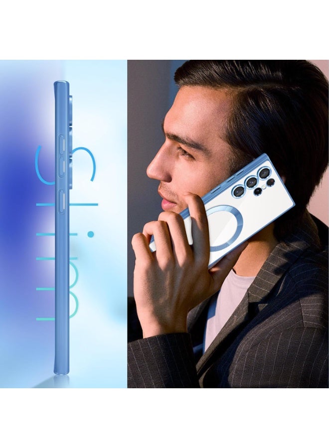YoYoTech Samsung Galaxy S25 Ultra Magnetic Case, Luxury Plating Design Case with Camera Lens Protection Clear Back Sides Soft TPU Bumper for Samsung Galaxy S25 Ultra 6.8” - Light Blue - Image 2