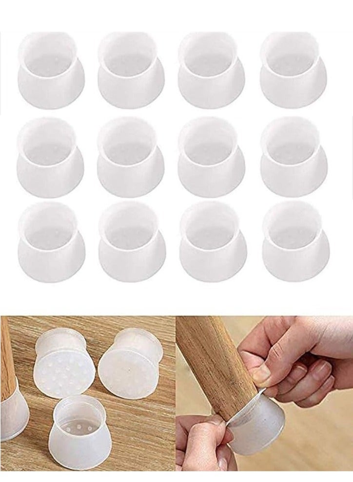 12pcs سيليكون كرسي ساق حماية الأرضية ، الأثاث غطاء حماية السيليكون ، البراز ساق حماية الغطاء ، غطاء الأثاث المستدير الجدول القدم ، حماية الأرضية الأرضيات من الخدوش تقليل الضوضاء (أبيض 12pcs)  - Image 1