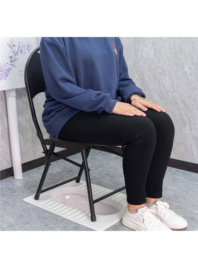 مرحاض محمول للتخييم، مقعد مرحاض قابل للطي، كرسي مرحاض محمول من الفولاذ المقاوم للصدأ مع مقعد ناعم للأشخاص ذوي الإعاقة وكبار السن - Image 3