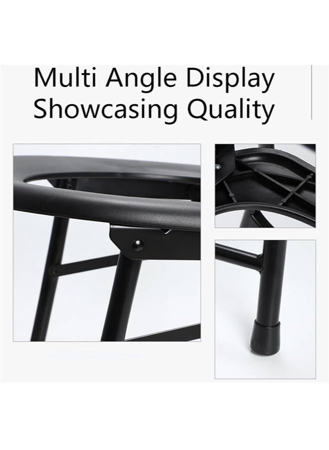 مرحاض محمول للتخييم، مقعد مرحاض قابل للطي، كرسي مرحاض محمول من الفولاذ المقاوم للصدأ مع مقعد ناعم للأشخاص ذوي الإعاقة وكبار السن - Image 5