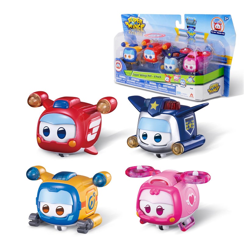 Super Wings Toys, 4 PCS Super Pet Sets, Glow and Face-Changing Transformable Toys Jett Donnie Paul Dizzy Pet, Stacking Toys for Toddlers Kids 3 4 5 6 7 Year Old - Image 1