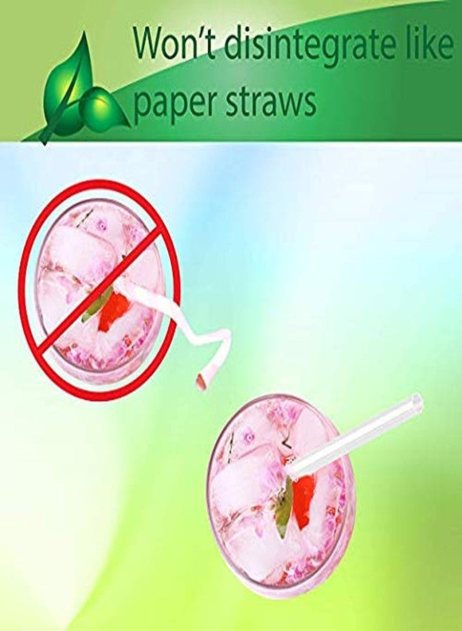 EcoPure Biodegradable Straw Clear with GreenStrip 7 3/4" Unwrapped 400 Unit Pack, 100% Eco Friendly, Disposable Biodegradable - Image 3