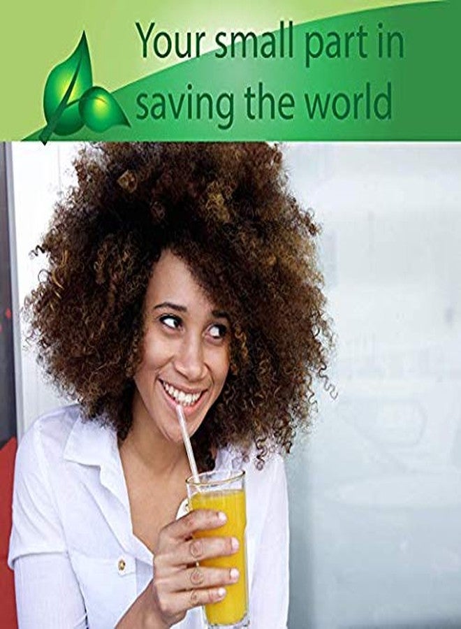 EcoPure Biodegradable Straw Clear with GreenStrip 7 3/4" Unwrapped 400 Unit Pack, 100% Eco Friendly, Disposable Biodegradable - Image 2