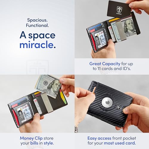 TRAVANDO AirTag* Wallet Mens Wallet with Money Clip Air Tag Wallet Card Holder RFID Blocking Bifold Gifts for Men - Image 4